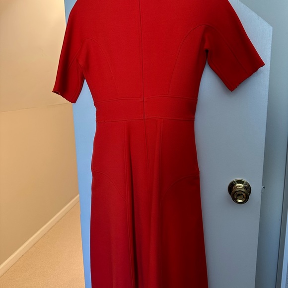 Red A-line wool blend dress - Lela Rose size 0 - Picture 4 of 6